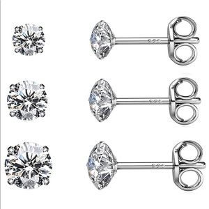 Sterling Silver Studs Cubic Zirconia Diamond
